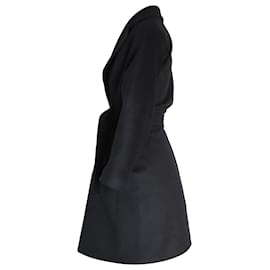 Max Mara-Max Mara Belted Wrap Coat in Black Camel Wool-Black