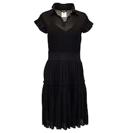 Chanel-Chanel 2018 Short Sleeve Pleated Dress in Black Viscose-Black