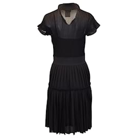 Chanel-Chanel 2018 Kurzärmliges Plisseekleid aus schwarzer Viskose-Schwarz