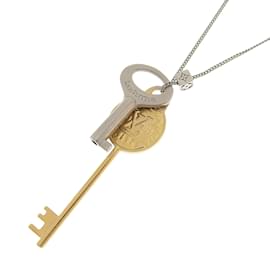 LOUIS VUITTON Travel Key Necklace Pendant Silver M68095 LV Auth