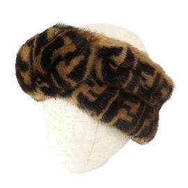 Fendi Zucca Fur Headband FNX084 Brown