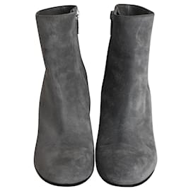 Gianvito Rossi-Gianvito Rossi Margaux Block-Heel Ankle Boots in Grey Suede-Grey