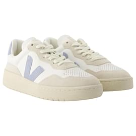 Veja-V-90 Sneakers - Veja - Leather - White Steel-White