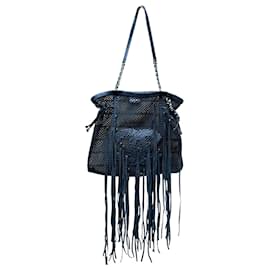 Chanel-Limited Edition Resort 2011 Black Fringe Mesh Tote Bag-Black