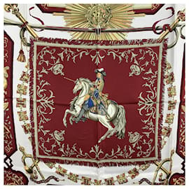 Hermès-Lenço de seda vintage borgonha Hermes Ludovicus Magnus de la Perriere-Bordeaux