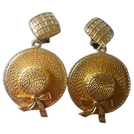 Orecchini Chanel Maxi Modello Cappello Oro D'oro Gold hardware