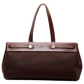 Hermès Hermes Brown Herbag Cabas MM Castaño Marrón oscuro