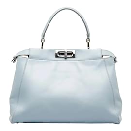 Fendi-Peekaboo Leather Handbag 8BN226-Blue