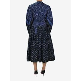 Ulla Johnson-Blue puff-sleeved printed dress with pleats - size UK 8-Blue