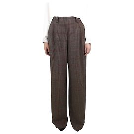 Essentiel Antwerp Braune karierte Hose mit weitem Bein – Größe UK 10 Braun