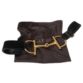 Gucci Schwarzer Ledergürtel + Gebiss, 75/80. Schwarz