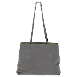Prada-PRADA Quilted Shoulder Bag Nylon Gray Auth ar9997-Grey