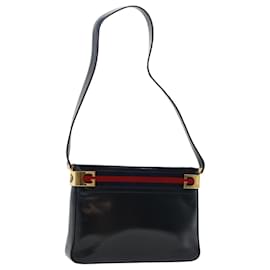 Gucci-GUCCI Sherry Line Shoulder Bag Leather Navy Red Auth th3837-Red,Navy blue