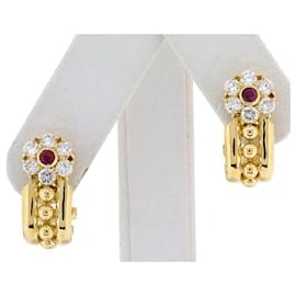 Christian Dior-Christian Dior Gold Diamond Earrings-Yellow
