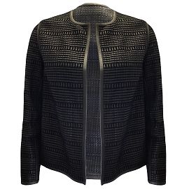 Yves Salomon Schwarze gewebte Lammlederjacke Schwarz