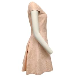 Paule Ka-Paule Ka Pink / Gold Embroidered Jacquard Cap Sleeve Dress-Pink