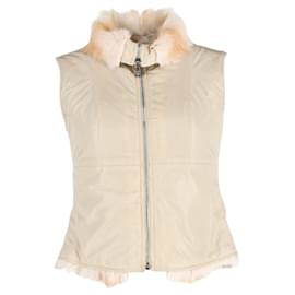Prada-Prada Fur-Lined Vest in Ivory Nylon-Beige