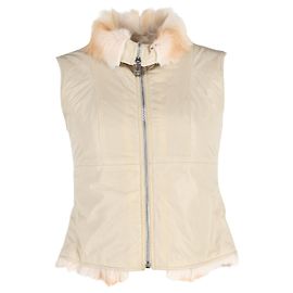 Prada-Pelzgefütterte Weste aus elfenbeinfarbenem Nylon Beige