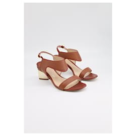 Nicholas Kirkwood-Nicholas Kirkwood Leda Block-Heel Sandals in Brown Leather-Brown