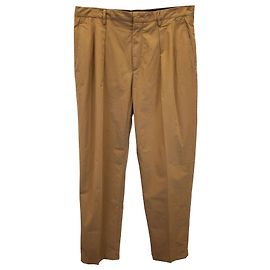 Calça Slim Plissada Valentino Garavani em Algodão Marrom Marrom