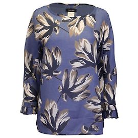 'S Max Mara Eleonor Blumenbluse in blauem Ramie Andere