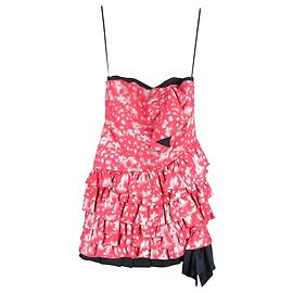 Marc Jacobs Marc By Marc Jacob Minivestido estampado com babados em seda rosa Rosa