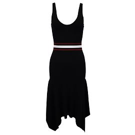 A.L.C BEIM.l.C. Anders Taschentuchsaum-Strick-Midikleid aus schwarzer Viskose Schwarz