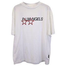 Camiseta de punto de algodón blanco con logo estampado Palm Angels Racing Star Otro