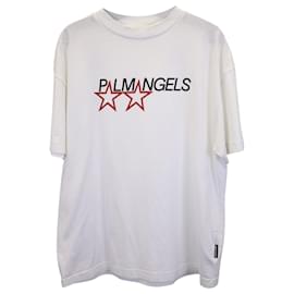 Palm Angels-Palm Angels Racing Star Logo-Print Jersey T-shirt In White Cotton-Other