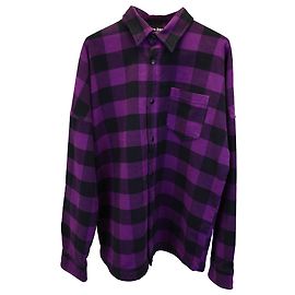 Camicia in flanella con logo oversize Palm Angels in cotone viola Altro