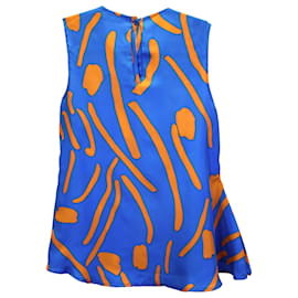 Diane Von Furstenberg-Diane Von Furstenberg Printed Top in Blue Silk-Other