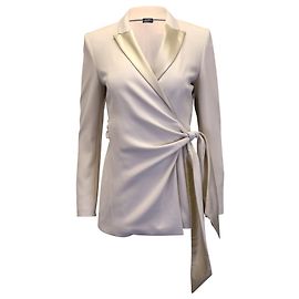 Max Mara Lambro Wickelblazer aus beigem Triacetat Beige