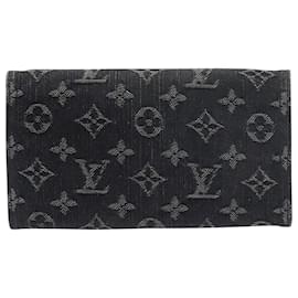 Louis Vuitton-Portafoglio Louis Vuitton Monogram Amelia in denim nero-Nero