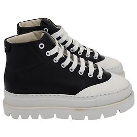 mm6 Maison Martin Margiela Tênis com plataforma em couro preto Preto