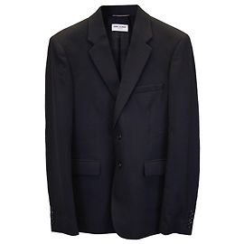 Saint Laurent Single-breasted Blazer in Black Linen Black