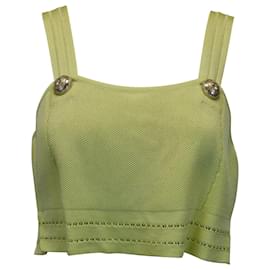 Balmain-Balmain Sleeveless Knitted Crop Top in Lime Green Viscose-Green