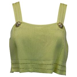 Balmain Top de malha sem mangas em viscose verde limão Verde