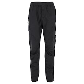 Stone Island-Pantalones cargo tapered con cintura elástica en algodón negro de Stone Island-Negro