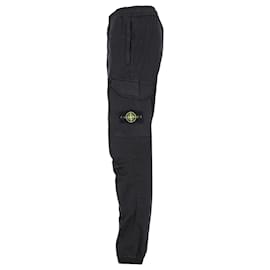 Stone Island-Pantalones cargo tapered con cintura elástica en algodón negro de Stone Island-Negro