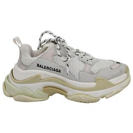 Sneakers Balenciaga Triple S bianche/Pelle grigia e rete Bianco