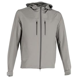 Loro Piana-Loro Piana Storm System Hooded Zip Jacket in Grey Polyurethane-Grey