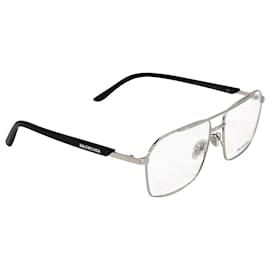 Balenciaga-Balenciaga BB02480 Óculos Aviador em Metal Prateado-Prata,Metálico