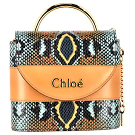 Chloé-Chloe Small Aby Python Effect Lock Bag em couro de bezerro multicolor-Multicor