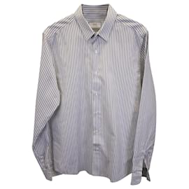 Ami Paris-Ami Paris Striped Long Sleeve Dress Shirt in White and Navy Cotton-Other