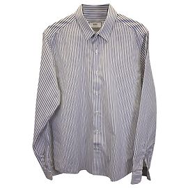 Camicia elegante a maniche lunghe a righe Ami Paris in cotone bianco e blu scuro Altro