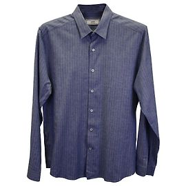Camicia elegante a maniche lunghe a righe Ami Paris in cotone blu Blu