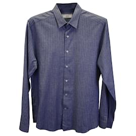 Ami Paris-Camisa de vestir de manga larga a rayas de algodón azul de Ami Paris-Azul