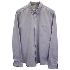 Camicia elegante a maniche lunghe a righe Ami Paris in cotone blu e bianco Altro