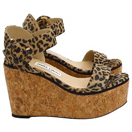 Sandálias com plataforma Jimmy Choo em camurça com estampa de leopardo Outro