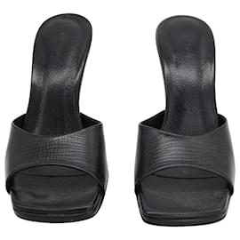 By Far-By Far Mora Heeled Mule Sandals in Black Cowhide Leather-Black